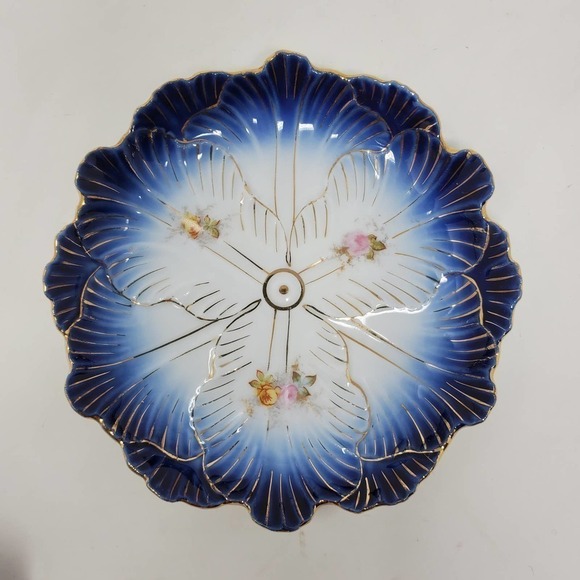 Antique Victoria LS&S Carlsbad Austria Flow Blue Bowl Ramekin and Saucer Set - Picture 3 of 12